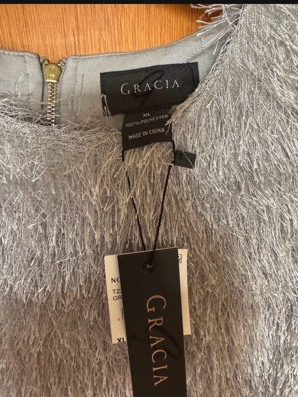 Gracia womens Fringe Top Silver XL